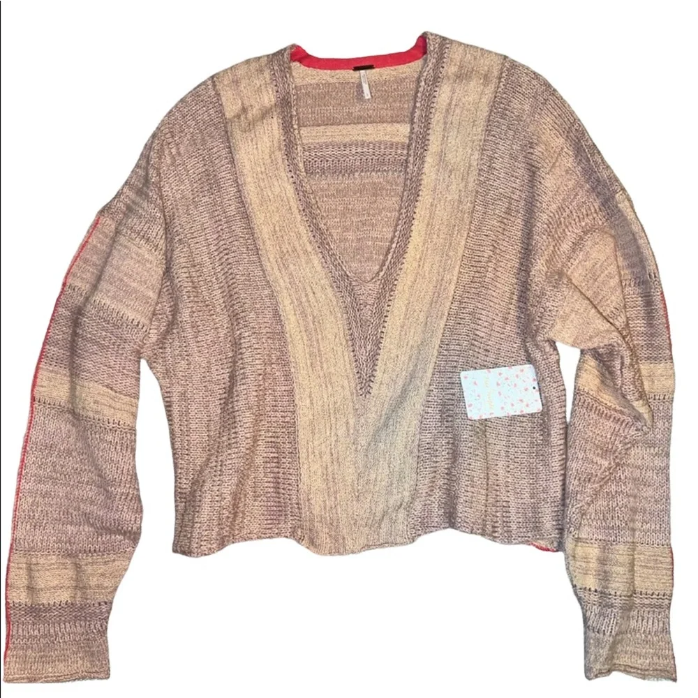FREE PEOPLE For REVOLVE Lemonade Stand Ctton Blend Knit Sweater Pink Sal…